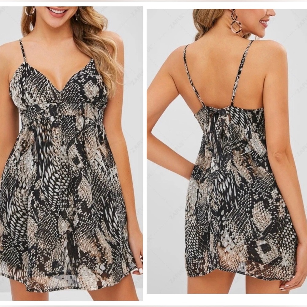 Zara Women’s Snakeskin Print Fit & Flare Mini Dress
